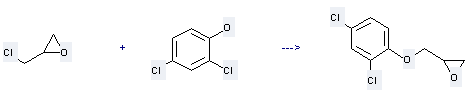 Oxirane,2-[(2,4-dichlorophenoxy)methyl]- can be prepared by chloromethyl-oxirane and 2,4-dichloro-phenol at the temperature of 75-80 °C